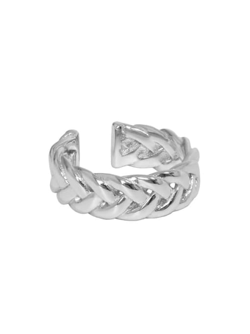 White gold [No. 13 adjustable] 925 Sterling Silver Hollow Geometric Vintage Band Ring